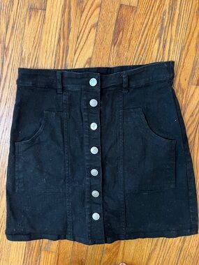 Altar'd State Black Button-Front Mini Skirt
